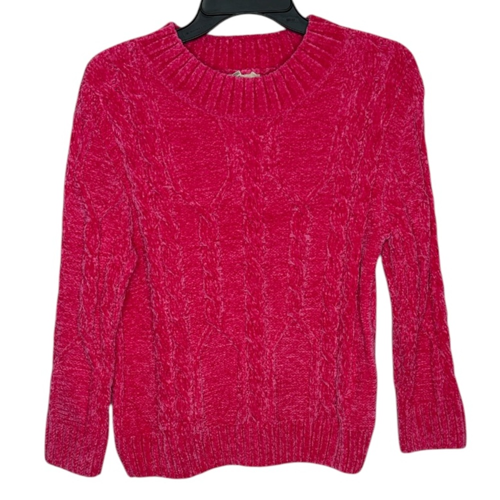 Jessica Simpson Girls L (12) Pink Cable Knit Sweater | Soft Cozy Winter Pullover